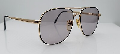 #ad Vintage On Guard Gold Plated Black Gold Pilot Metal Sunglasses Frames Korea $78.00