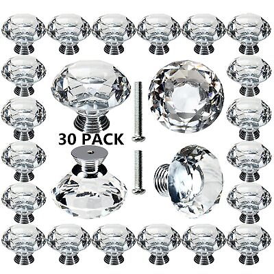 #ad 30 Pack Cabinet Knobs 1.57inch 40mm Crystal Knobs for Dresser Drawer Cabinet ... $33.15