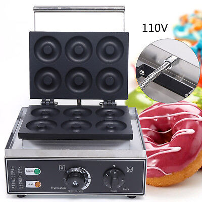 #ad Commercial Electric Doughnut Maker Non stick Waffle Donut Bake Machine 6 Holes $152.25