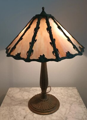 #ad #ad Antique Slag Glass Table Lamp Miller Hubbard Style 1920 Flawless Glass $459.00