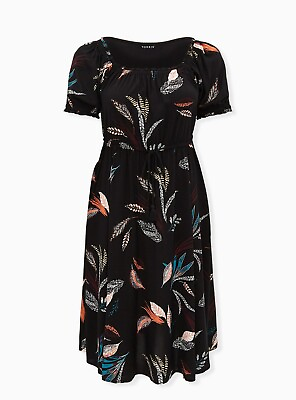 #ad TORRID Midi Challis Puff Sleeve Dress Floral Plus Women cheap size 00 US10 $30.00