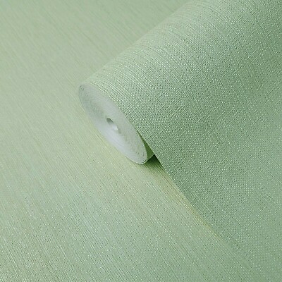 #ad Plain Green Faux Grass Sack Grasscloth Textured Vertical Lines Wallpaper rolls $71.87