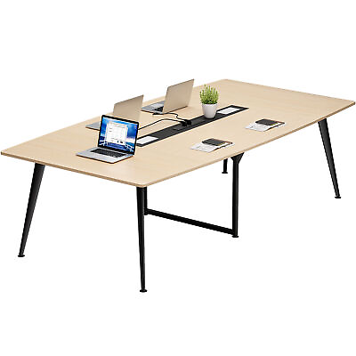#ad 8FT Modern Wood amp; Metal Conference Table with Power Outlets for Office Boardroom $226.99