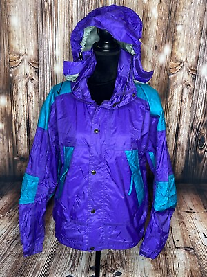 #ad Vintage The North Face Purple Nylon Light Ski Parka Jacket Hooded Size Small $56.00
