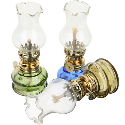 #ad 3 Pcs Kerosene Lamp Glass Buddha Front Light Retro Desk Oil Lantern $24.38