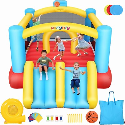 #ad ⭐Inflatable Bounce House Outdoor Indoor Jumping Castle with Bloweramp;Double Slide⭐ $206.99