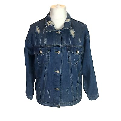 #ad My Style Ladies Distressed Denim Jacket Coat Blue Size Medium Casual Button Up GBP 17.05