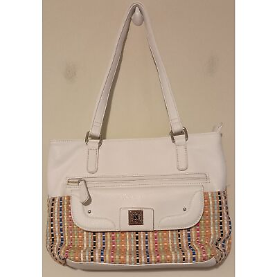 #ad Stone amp; Co purse handbag pocketbook White with tan amp; multi color $17.29