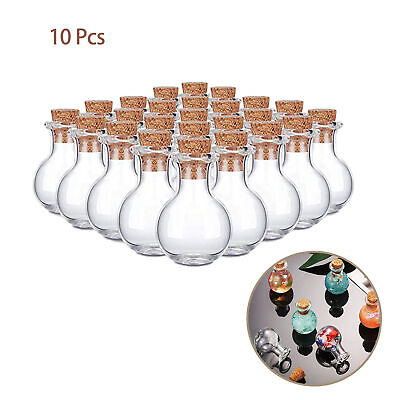 #ad 10PCS Mini Clear Glass Bottles With Corks For Wedding Birthday $9.35