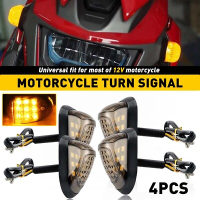 #ad 4PCS Smoke Amber LED Signal Turn Motorcycle Indicator Blinker Light Universal $18.99