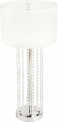 #ad 30.5quot;H Simple Elegant Design Hanging Crystals and Crystal Finial Table Lamp $119.99