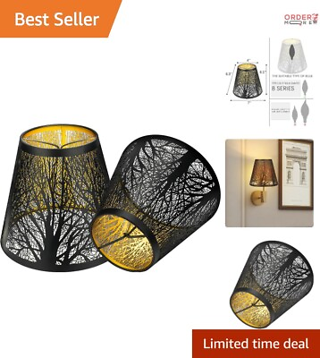 #ad Elegant Clip On Barrel Lamp Shades with Tree Pattern Set of 2 for Chandeliers $50.32