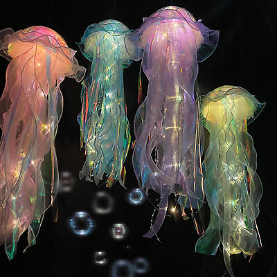 #ad 1pc LED Jellyfish Lamp Finished Bedside Night Color Changing Atmosphere Light $9.89