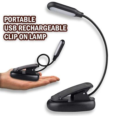#ad #ad Gooseneck LED Reading Book Light Clip on Bed Rechargeable USB Table Night Lamp $5.99