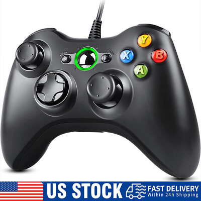#ad For XBOX 360 Wired Game Controller Gamepad Console Windows PC USB Wired Black $15.99