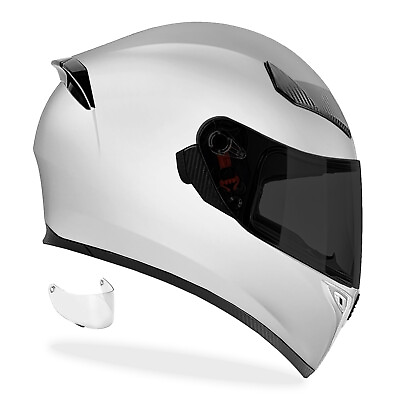 #ad NEW Motorcycle Helmet DOT Full Face White SHIELD OPTIONS S M L XL $99.95