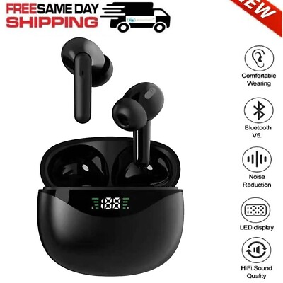 #ad #ad Bluetooth Earbuds Headset 5.3 Wireless Noise Cancelling with Charging Case TWS $12.95