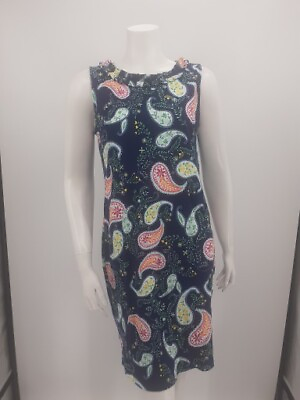 #ad New Talbots Dress Petite M Paisley Sleeveless Ruffle Neck Cotton $29.99