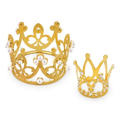 #ad Mini Gold Crown Cake Topper Vintage Tiara Cake Ornaments Crown Cake Decorati... $20.62