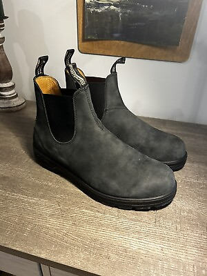 #ad Blundstone Men#x27;s Rustic Black Premium Leather Chelsea Boots Size 11 $199.95