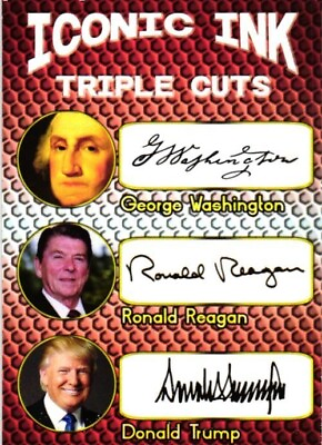 #ad George Washington Ronald Reagan Donald Trump Iconic Ink Triple Cuts Novelty Card $2.95