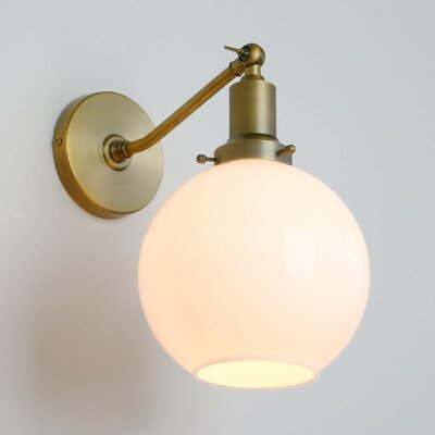 #ad 7.9quot; Milk White Glass Globe Vintage Industrial Wall Lamp Sconce Light Fixture $84.99