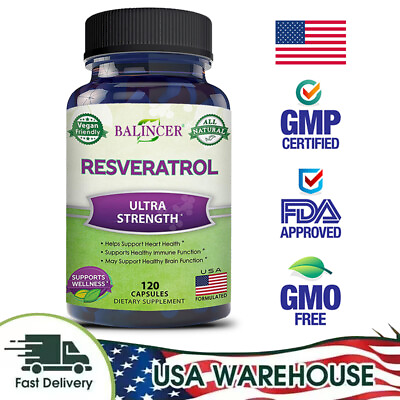#ad Organic Resveratrol 1000 Mg Anti Aging Heart Brain Ultra High Strength $12.17