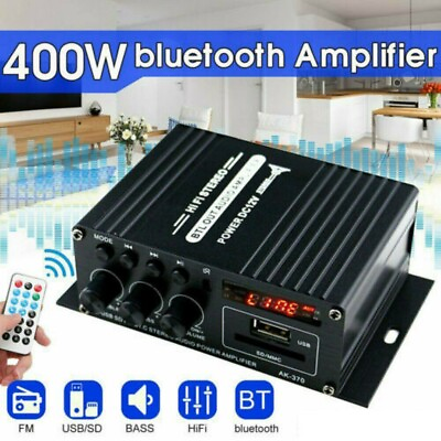 #ad 12V HiFi Bluetooth Power Amplifier Mini Stereo Audio FM Car Home AMP Remote 400W $21.84
