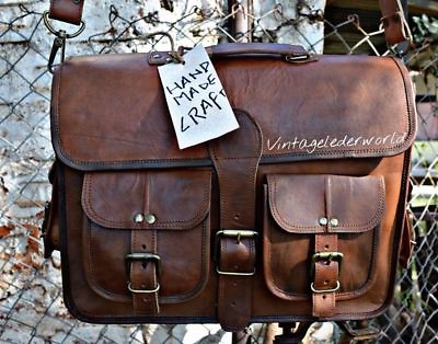 #ad Excellent Leather Messenger Shoulder Business Laptop Bags Handmade Satchel Large $64.73