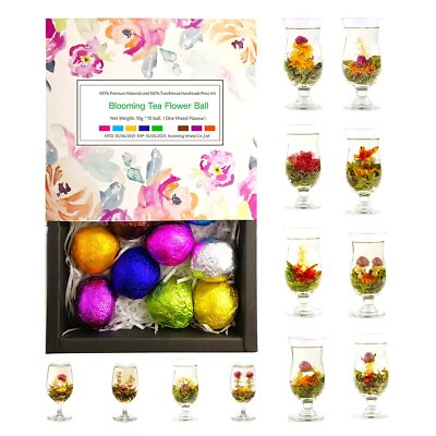 #ad 12 Assorted Blooming Flower Tea Balls Gift Set Handmade Herbal Flowering Tea $18.52