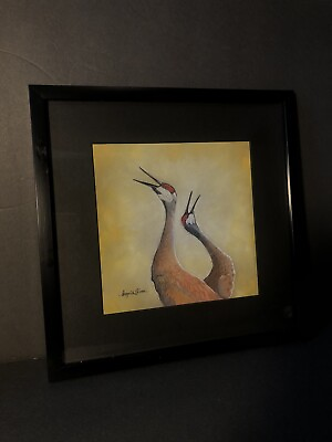 #ad Ingrid Finn Original Pastel Heron Framed Artwork $120.00