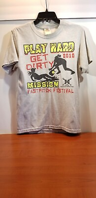 #ad Men#x27;s quot;BEST PLAY HARD GET DIRTY quot; T shirt GRAY Size Small #132 $14.99