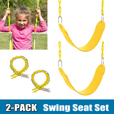 #ad 2X Heavy Duty Swing Seat Set With 60 Inch Anti Rust Chains Plastic Coated $40.49