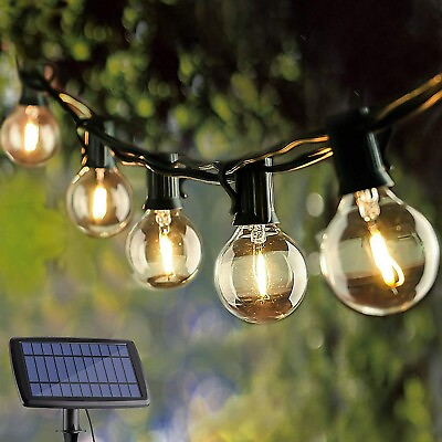 #ad 45FT 4 Modes Solar Outdoor String Lights G40 LED Light Bulb For Balcony Garden $29.99