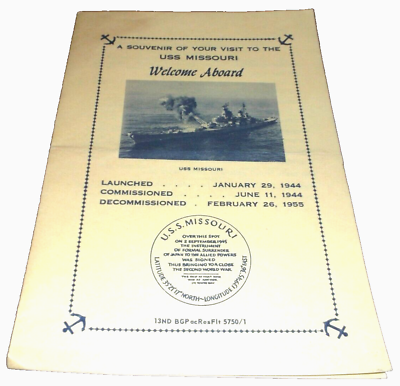 #ad 1966 USS MISSOURI WELCOME ABOARD SOUVENIR BROCHURE $20.00