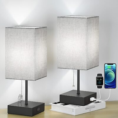 #ad Table Lamps Set of 2 with USB Charging Ports Bedside Lamps Nightstand Lamps... $44.40