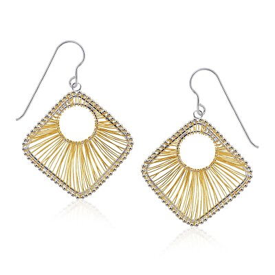 #ad Designer Sterling Silver and 14K Yellow Gold Geometric Thread Earrings $281.99