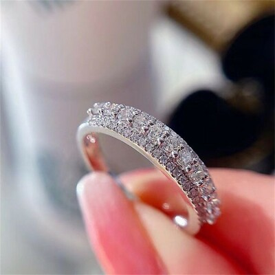 #ad 925 Silver Women Ring Romantic Cubic Zircon Jewelry Wedding Sz 6 10 C $2.98