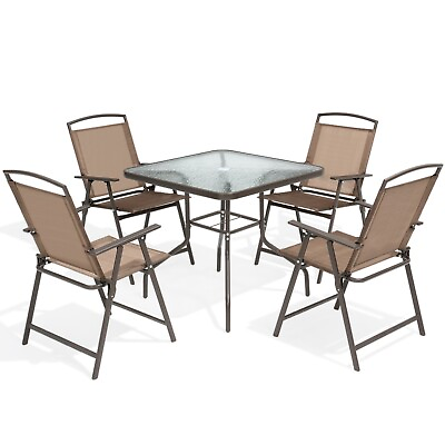 #ad 5 Piece Patio Table and Chairs Dining Set Set Outdoor Metal Furniture Set $229.99