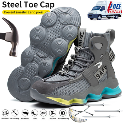 #ad Mens Indestructible Safety Shoes High Top Steel Toe Work Sneakers Anti Shock $30.35
