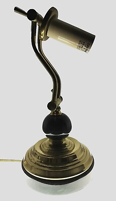 #ad Vintage U.L. Brass Bankers Lamp Forest Green Marble Base Lawyers Desk Lamp $25.00