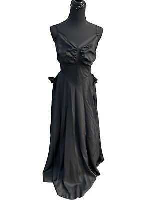 #ad Vintage 1930s Fashion Originators Guild Black Ruffle Taffeta Maxi Evening Gown S $212.00