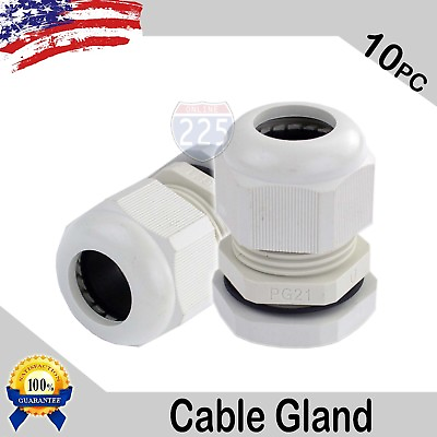 #ad 10 Pieces PG21 White Waterproof Connector Gland 13 18mm Dia Cable $20.00