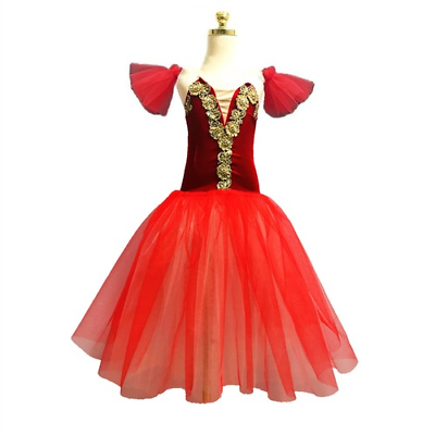 #ad Red Ballet Dress Long Dance Adult Children Professional Costumes Tutu Skirts $61.28