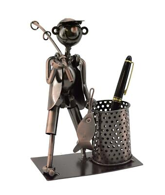 #ad D Metal Fisherman Pen Holder for Desk Industrial Style $73.99