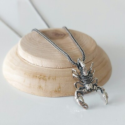 #ad 925 Sterling Silver Scorpion Pendant Animal Theme Silver Necklace $61.00