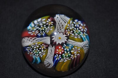 #ad Vintage Murano Close Packed Millefiori With Flowers Art Glass Paperweight $77.99