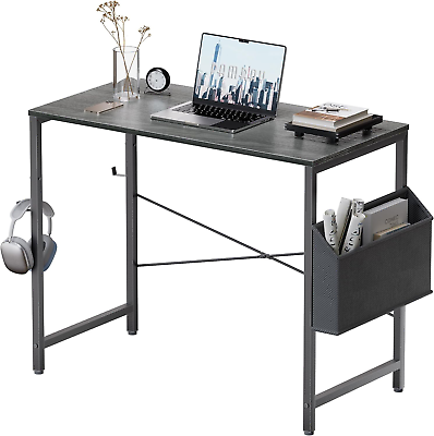 #ad 32 Inch Small Spaces Computer Desk with Storage Bag Study Table Desk for Bedroom $52.99