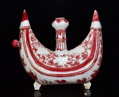 #ad 18.1quot; old antique yuan dynasty Underglaze red porcelain louts pattern pen holder $759.99