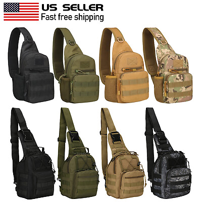 #ad Outdoor Tactical Sling Bag Military MOLLE Crossbody Pack Chest Shoulder Backpack $9.49